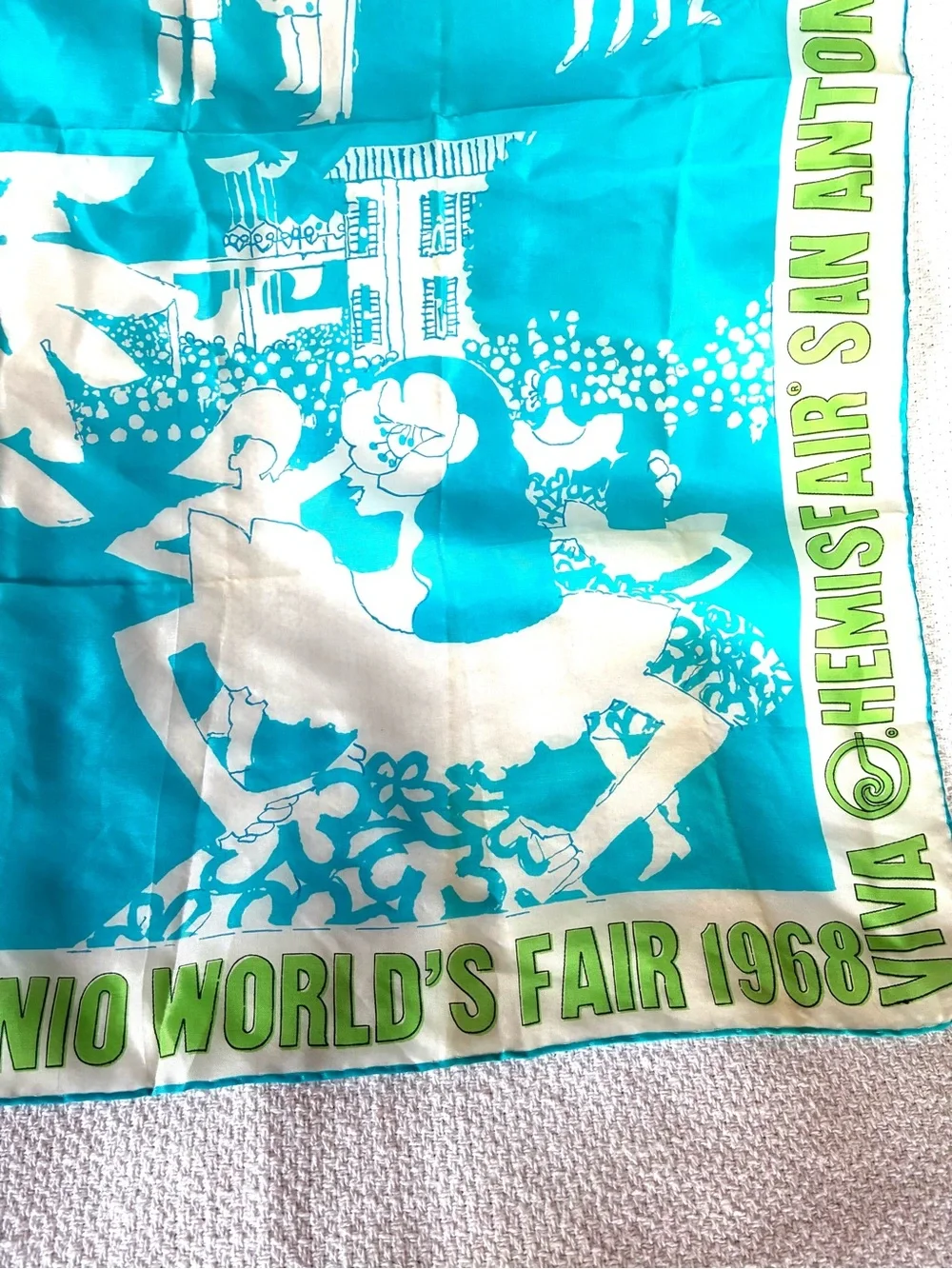 Vintage 1968 HemisFair San Antonio World’s Fair Scarf 29” Rayon Made Japan